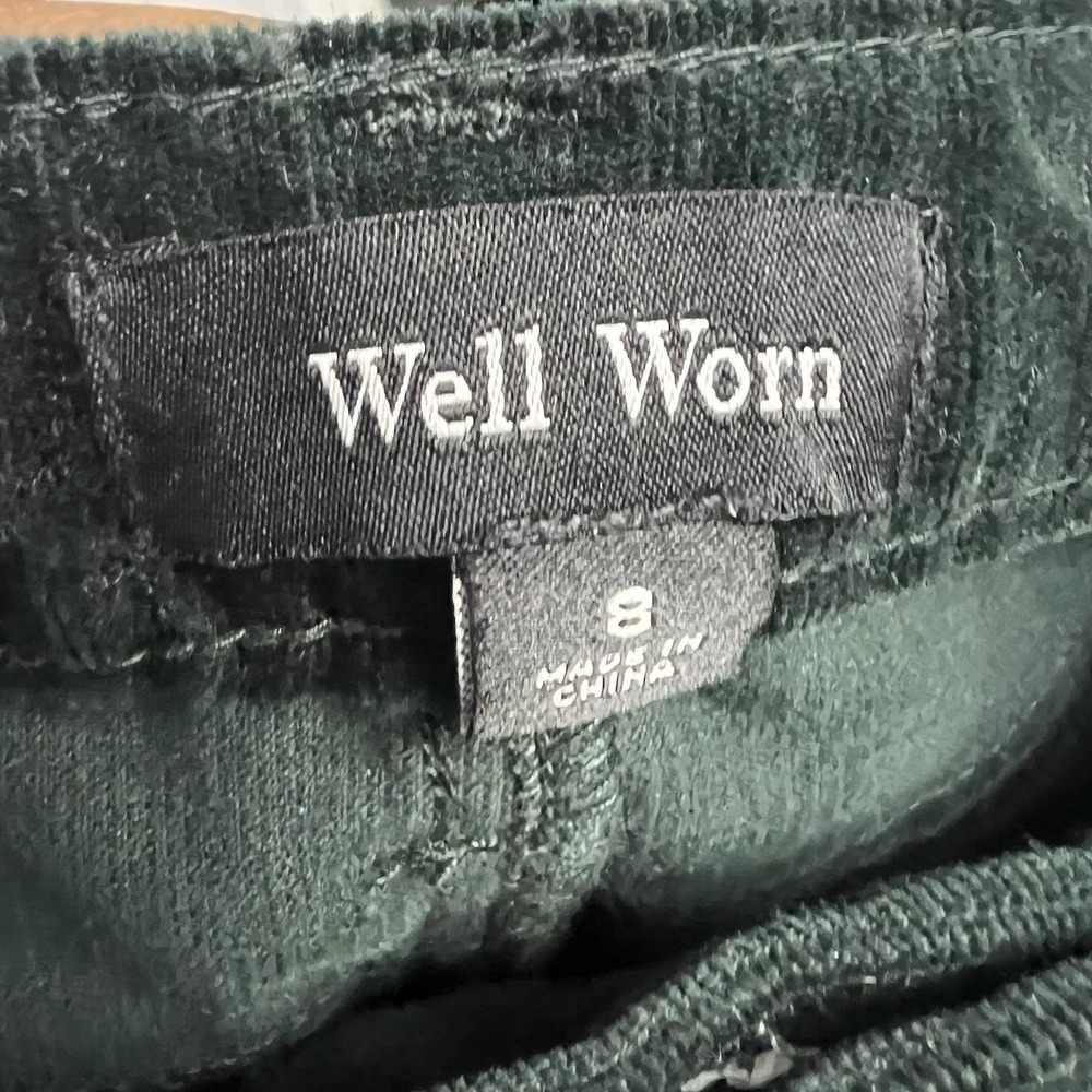 Well Worn Women Pants High Rise Corduroy Size 8 Olive Green Classy Elegant - Picture 11 of 12